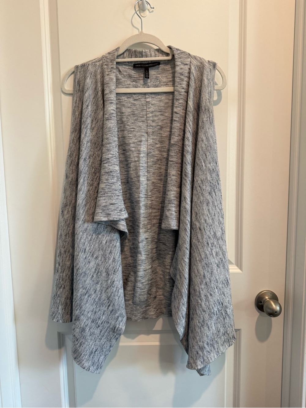 White House Black Market Heather Gray Open-Front Draped Cardigan